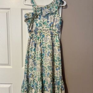Zhenzi Floral Kids Dress in Blue and Cream
